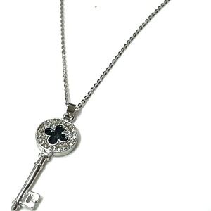 Victoria Leland Designs Elegant Silver and Black Key Pendant Necklace